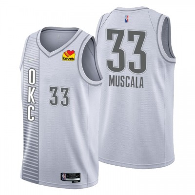 Oklahoma City Thunder #33 Mike Muscala Men's Nike Gray 202122 Swingman NBA Jersey - City Edition Men's